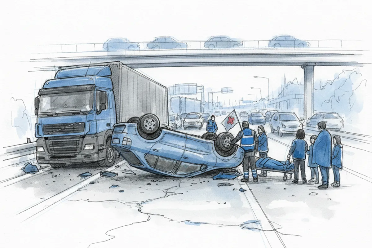 Illustrazione a corredo: Brebemi, auto si ribalta: chi è rimasto ferito nel pauroso incidente sull'A35?