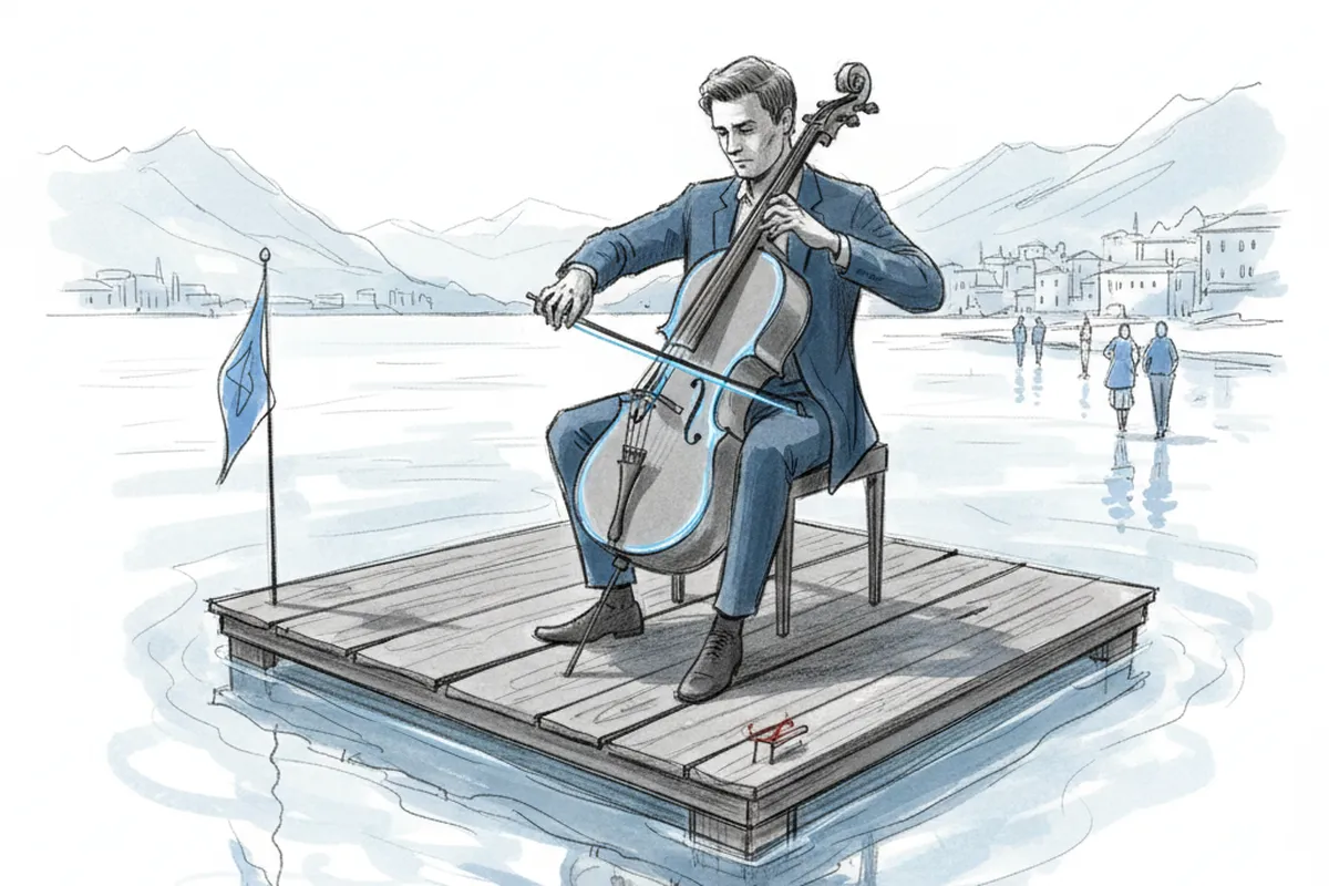 Illustrazione a corredo: Da Ed Sheeran ai Coldplay con il violoncello: la magia sul lago d'Iseo è gratis e accade solo una notte!